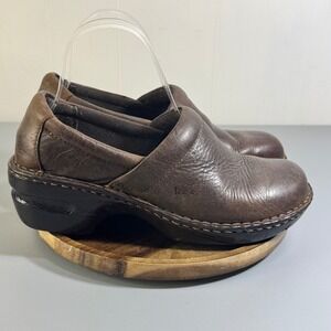 BOC Born Concept Women's Brown Leather Clogs Slip On Shoes Size 9 M Y2K Boho
